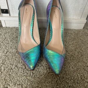 Aldo Iridescent Green and Blue Stiletto Heels